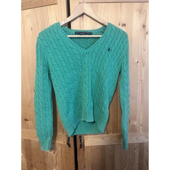 Ralph Lauren Sport Sweaters - Ralph Lauren Sport Women Cable-knit Cotton V-neck Long Sleeve Sweater Jumper L